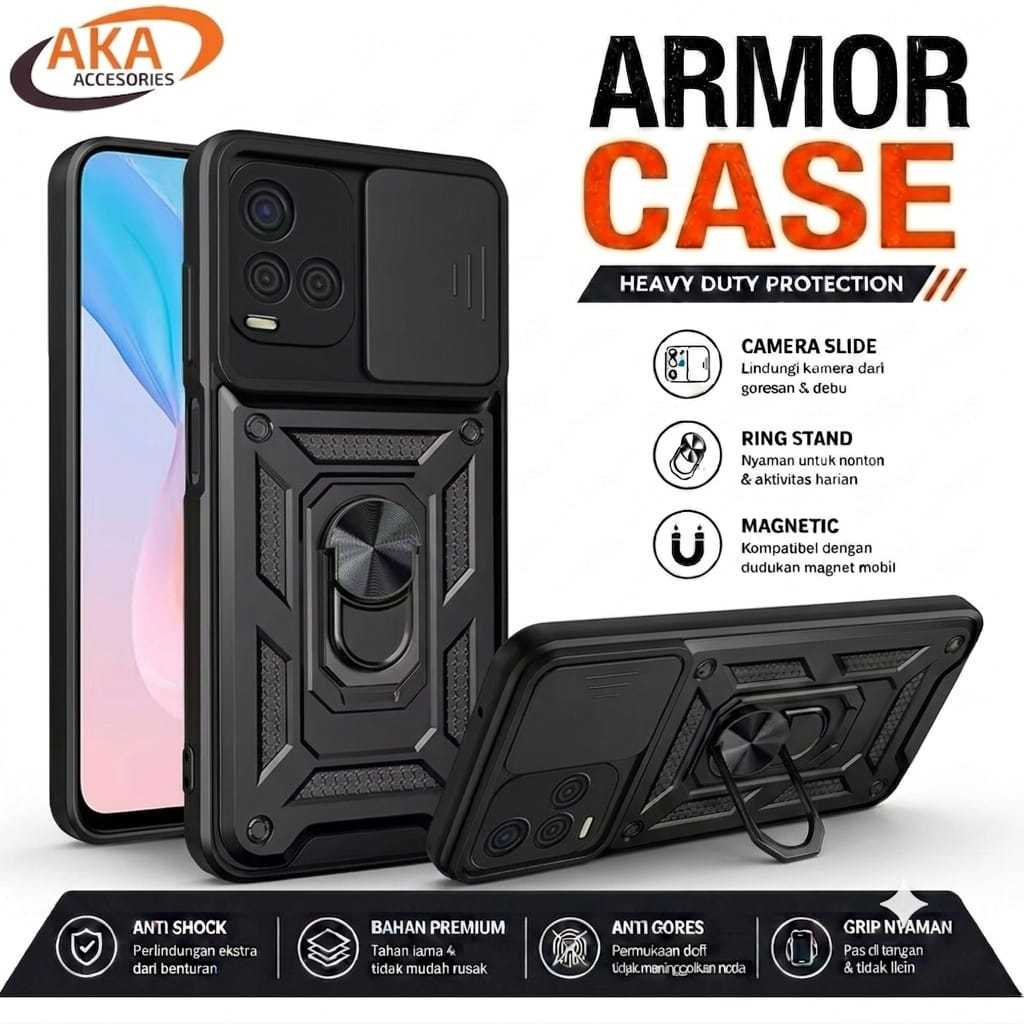 เคสเกราะ Vivo Y33s Y33T Y15s Y01 T1 T1 Pro 5g AKA Anti Shock Hardcase สไลด์กล้อง Protector ปลอกหุ่นย