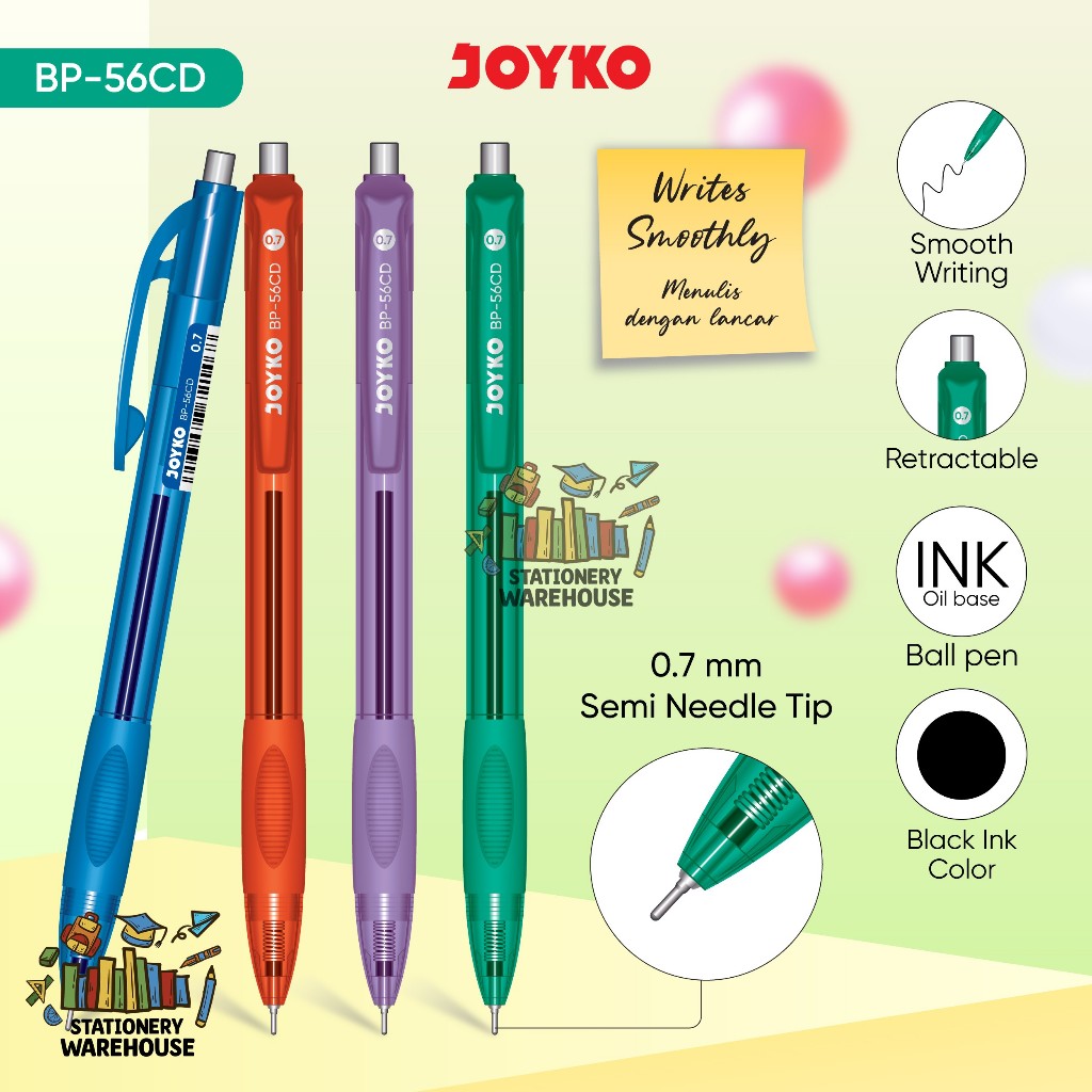 JOYKO Ball Pen BP-56CD หมึกสีดํา 0.7 มม.