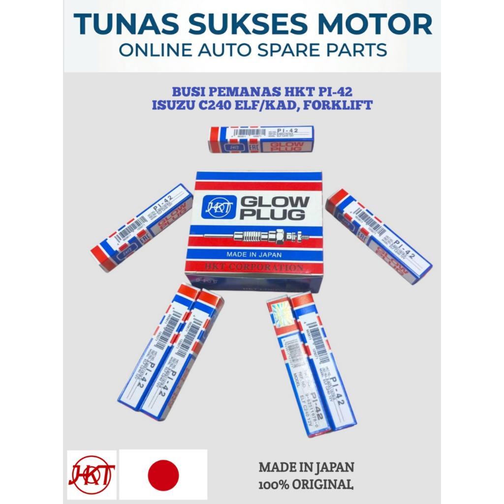 HKT PI-42 HEATER SPARK PLUG ISUZU ELF C240 / KAD, FORKLIFT HKT BRAND MADE IN JAPAN ของแท้ 100%