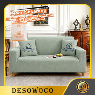 DESOWOCO Cover sofa Sarung Sofa Anti Slip Penutup Sofa Tebal  Warna Solid Seater 1/2/3/4