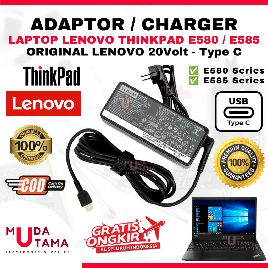 Original LENOVO Thinkpad E580 E585 Type C แล็ปท็อปอะแดปเตอร์ชาร์จ-LENOVO Thinkpad E580 แล็ปท็อปอะแดป