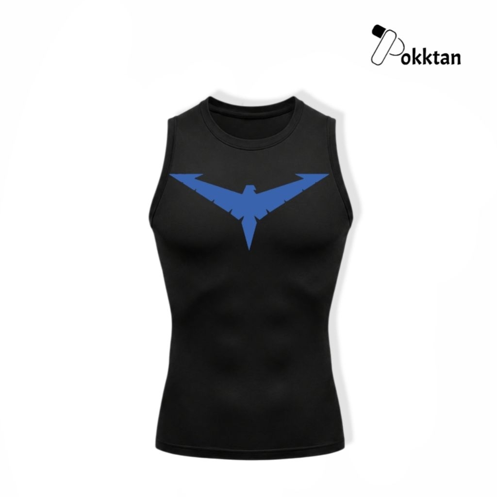 PokkTan เสื้อรัดกล้ามเนื้อแขนกุด Nightwing / เสื้อกีฬารัดกล้ามเนื้อแขนกุด Nightwing