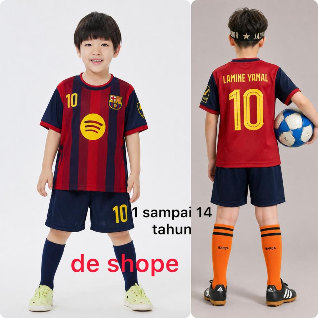เสื้อฟุตบอลยามีน ยามาล ชุด 1 ถึง 14 ปี เสื้อฟุตบอลคุณภาพ