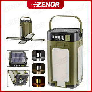 Lampu Camping LED Solar Lipat 4 Daun Lentera Tenda Outdoor Emergency Powerbank Multifungsi Type-C Senter Gunung
