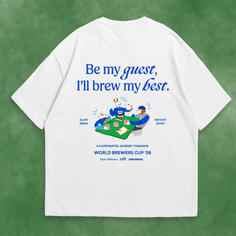 Ryan Wibawa X Fablenaut: เสื้อยืด Be My Guest (สีขาว)