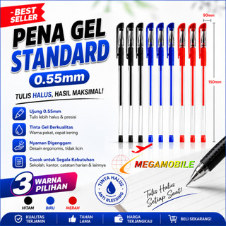 MM Pena Gel Standard 0.55mm 1Pcs Pulpen tinta cair Alat Tulis Sekolah Kantor Pen Warna Warni Pena Ujung Lancip ATK