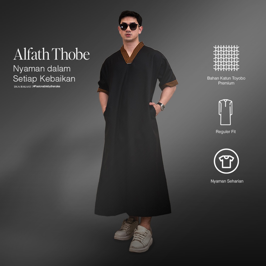 TWO RAKAAT X DAGAWAN ORIGINAL ALFATH THOB แขนสั้น Lurik Modern Mens Robe