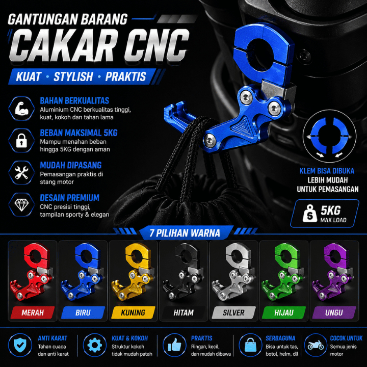 GANTUNGAN CNC รถจักรยานยนต์ Handlebar แขวน Universal Claw รุ่นตะขอ CNC อลูมิเนียมรถจักรยานยนต์ตะขอแข
