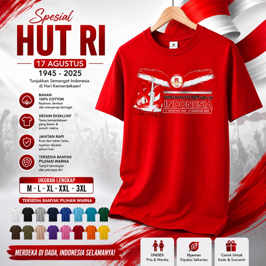 FF INDONESIAN INDEPENDENCE EDITION เสื้อยืด 81 INDONESIAN เสื้อยืดสําหรับผู้ชายและผู้หญิง 002