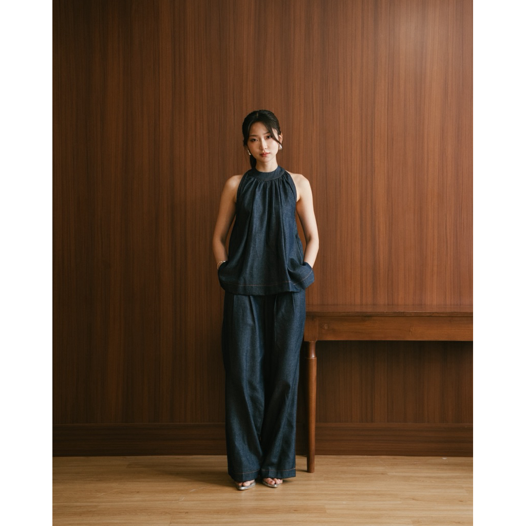 Thehouseofskirt - Premium Merry Juno Halter Top Set Pants Culottes | ชุดกางเกง Culottes แขนสั้นผู้หญ