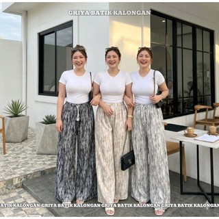 Celana Kulot Wanita Motif Abstrak Celana Panjang Daily Pants Baggy Kuliah Kantor Everyday Stripe Pants Baggy Highwaist Loose Nyaman Adem Dipakai Sehari- hari