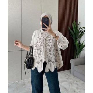 FRISCA BLOUSE BORDIR RAYON TWILL