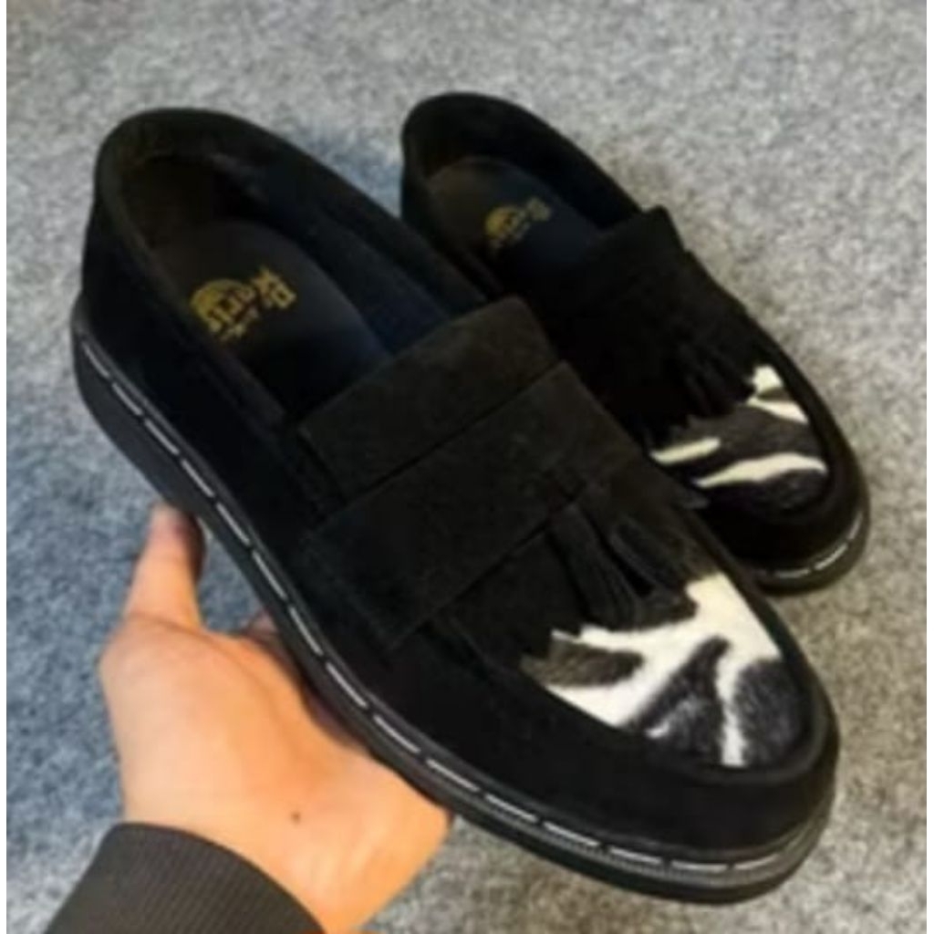 Dr.martin Lofers Suede Zebra Pattern รองเท้าบุรุษและสตรี/unisex docmart Lofers Suede รองเท้าลายม้าลา