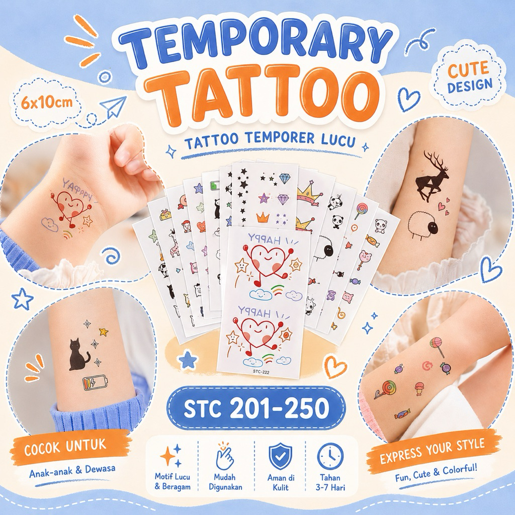 STC 201-250 TEMPORARY TATTOO 6x10 ซม. ล่าสุด 1 WEEK
