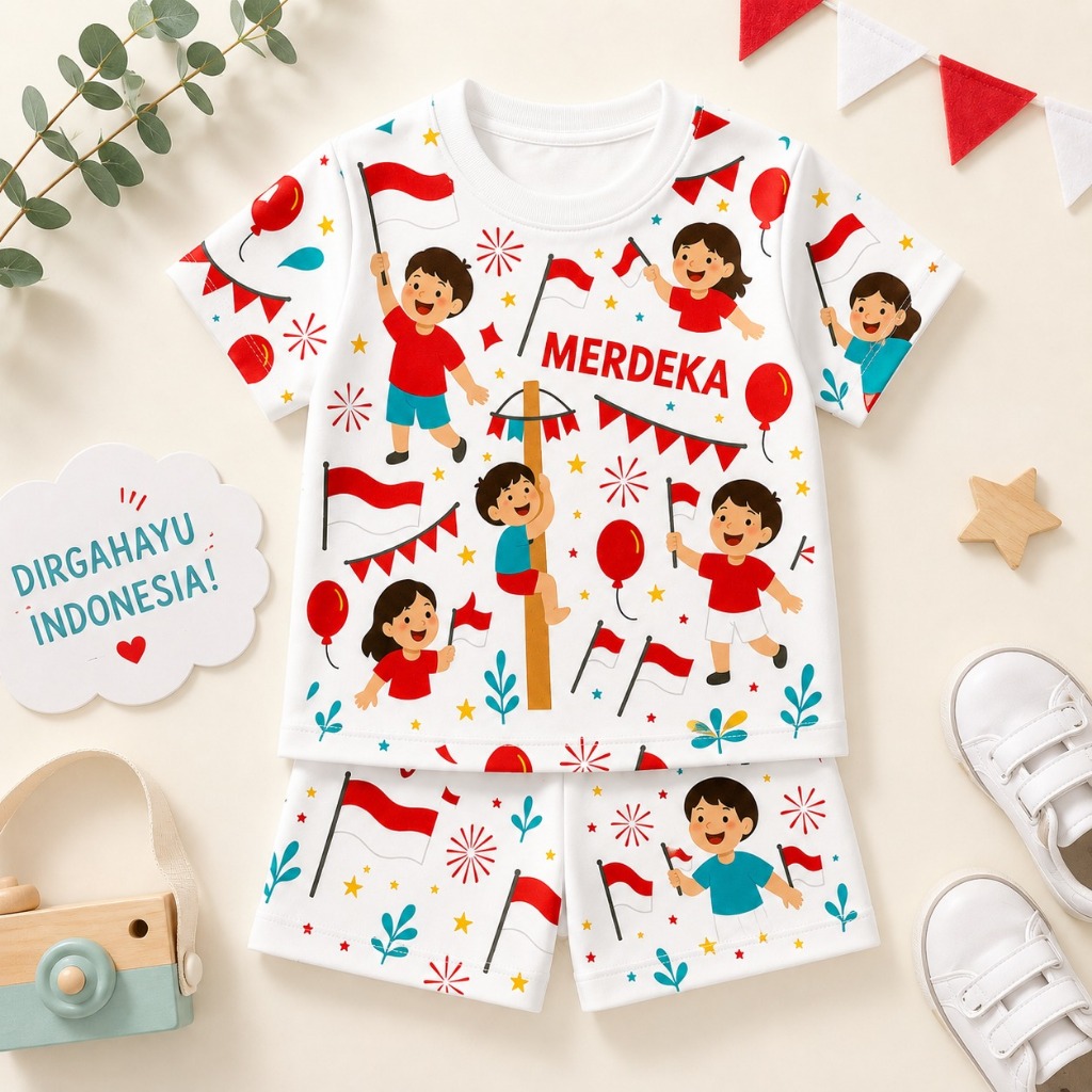 Tokolobo 8.8 INDONESIAN AUGUST CHILDRENS SUIT PRINTING (หมดอายุ 9 เดือน - 6 ปี) | AUGUST MOTIF ผ้า |