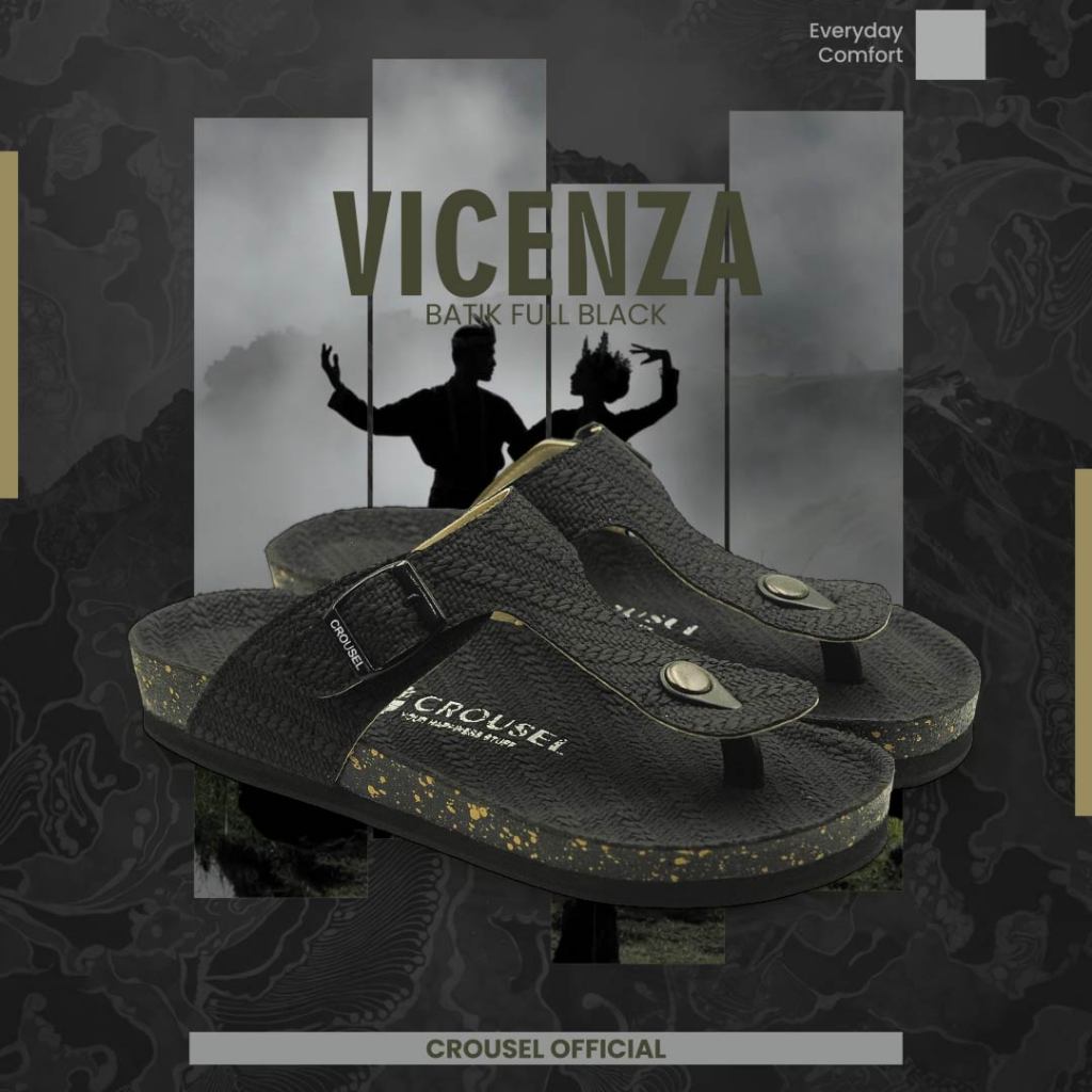 รองเท้าแตะลําลอง Crusel \ Unisex - Vicenza Batik Full Black