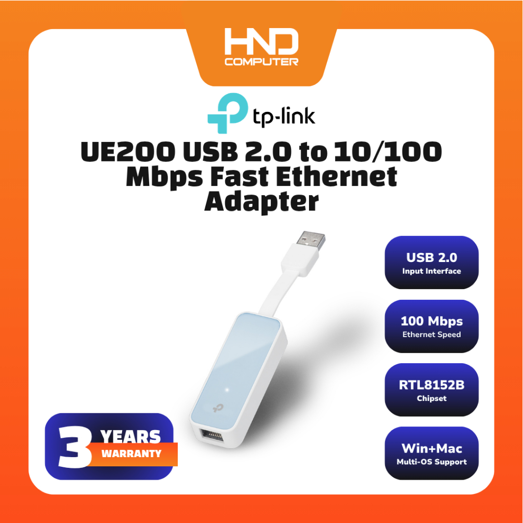 TP-Link UE200 USB 2.0 ถึง 10/100 Mbps อะแดปเตอร์อีเธอร์เน็ตที่รวดเร็ว