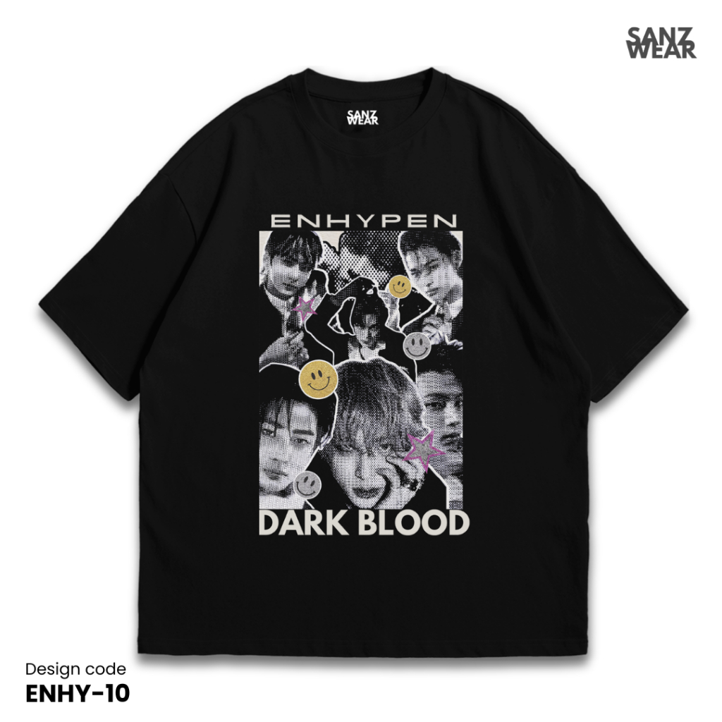 เสื้อยืด SANZ ENHYPEN | เสื้อยืดฟอกหิน | ดําขาว | ENHYPEN-10