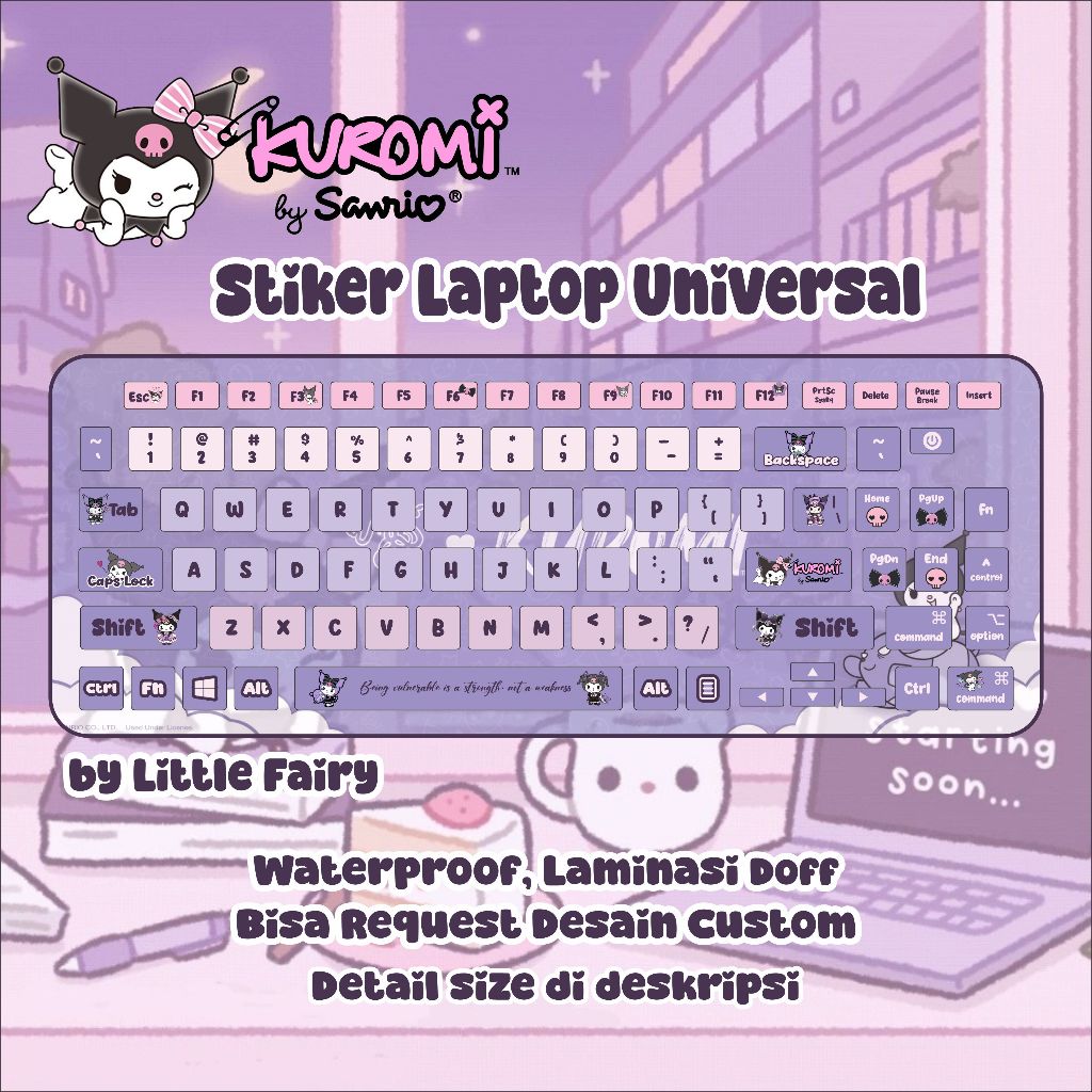 SANRIO [นางฟ้าน้อย] สติ๊กเกอร์แป้นพิมพ์แล็ปท็อปสากล / สติ๊กเกอร์แป้นพิมพ์ ซานริโอ ซินนามอนโรล คุโรมิ / แมคบุค / อัสซุส / ภาพสติกเกอร์แป้นพิมพ์แบบกําหนดเอง