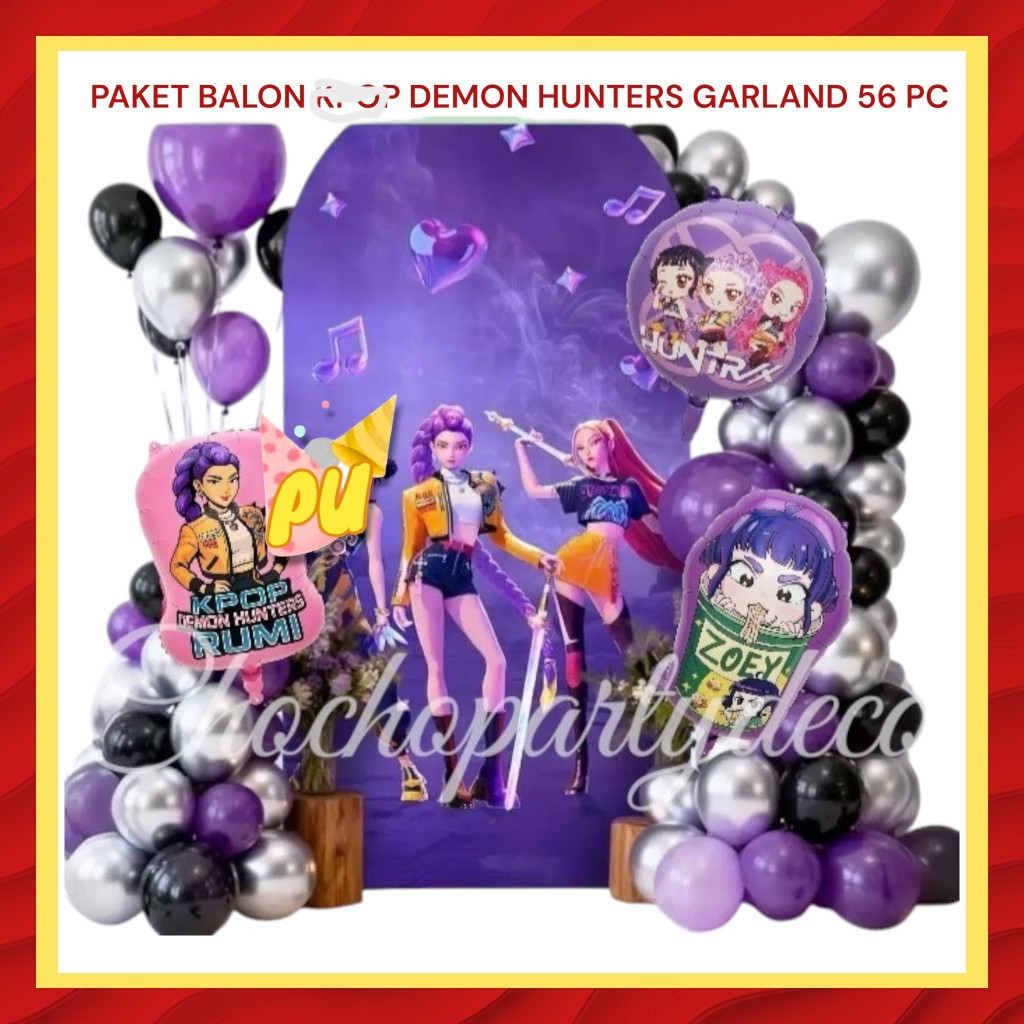 DEMON HUNTERS GARLAND Balloon Package 56 PC / DEMON HUNTERS บอลลูนตกแต่งวันเกิด