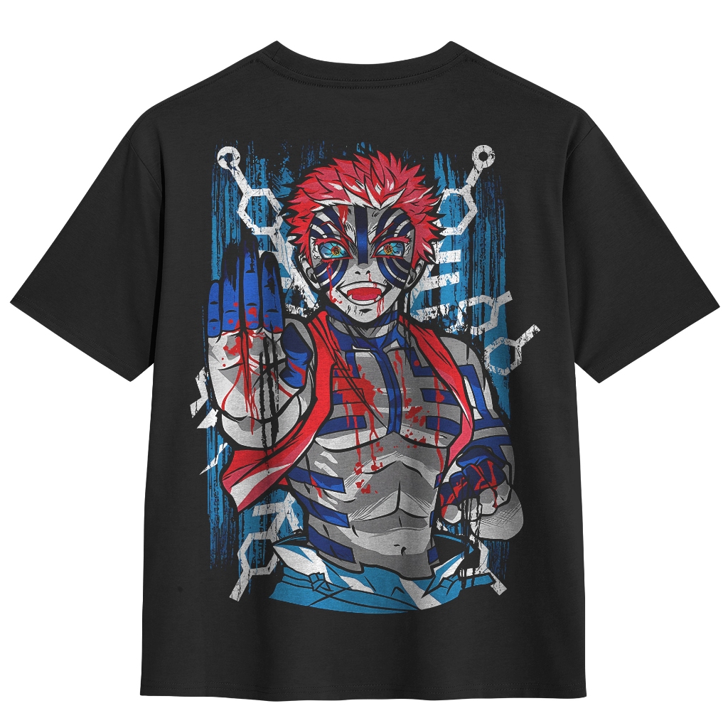 DEMON SLAYER AKAZA - เสื้อยืดสีดําสําหรับผู้ใหญ่ขนาดใหญ่ 24s Unisex