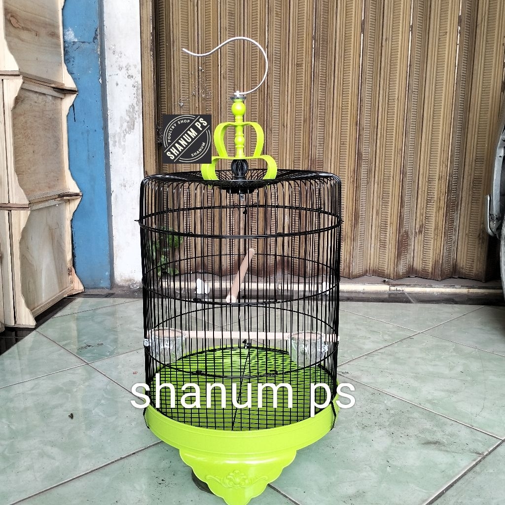 ใหม่ SHORT BLACK CROWN LOVEBIRD CAGE 33CM DIAMETER BONUS CARPET f1