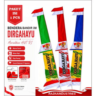 (1PIS) BENDERA BANDIR DIRGAHAYU INDONESIA 3 METER bahan Polyester/peles