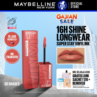 [NEW LIMITED 5 RACING SHADES] MAYBELLINE OFFICIAL Superstay Vinyl Ink 4.2 ml - Shiny Pigmented Liquid Lipstik Lipstick Make Up Lipcream Longlasting Waterproof Tahan Lama 16 Jam Lipstik Lipgloss Lipbalm Liptint