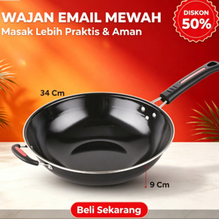 wajan ENAMEL 34cm anti lengket anti gores wokpan penggorengan tumis