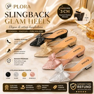 Flora - NATASYA Sepatu Sandal Pesta Mules Wanita 3Cm Heels Pesta Wanita 3CM Elegan Cantik Mewah