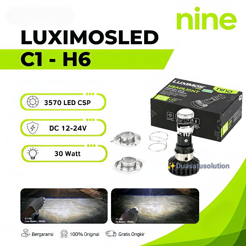 MINI PROJECTOR MOTORCYCLE HEADLIGHT H4 H6 NINE LUXIMOS C1 H6 FLAT 30 WATT SUPER BRIGHT
