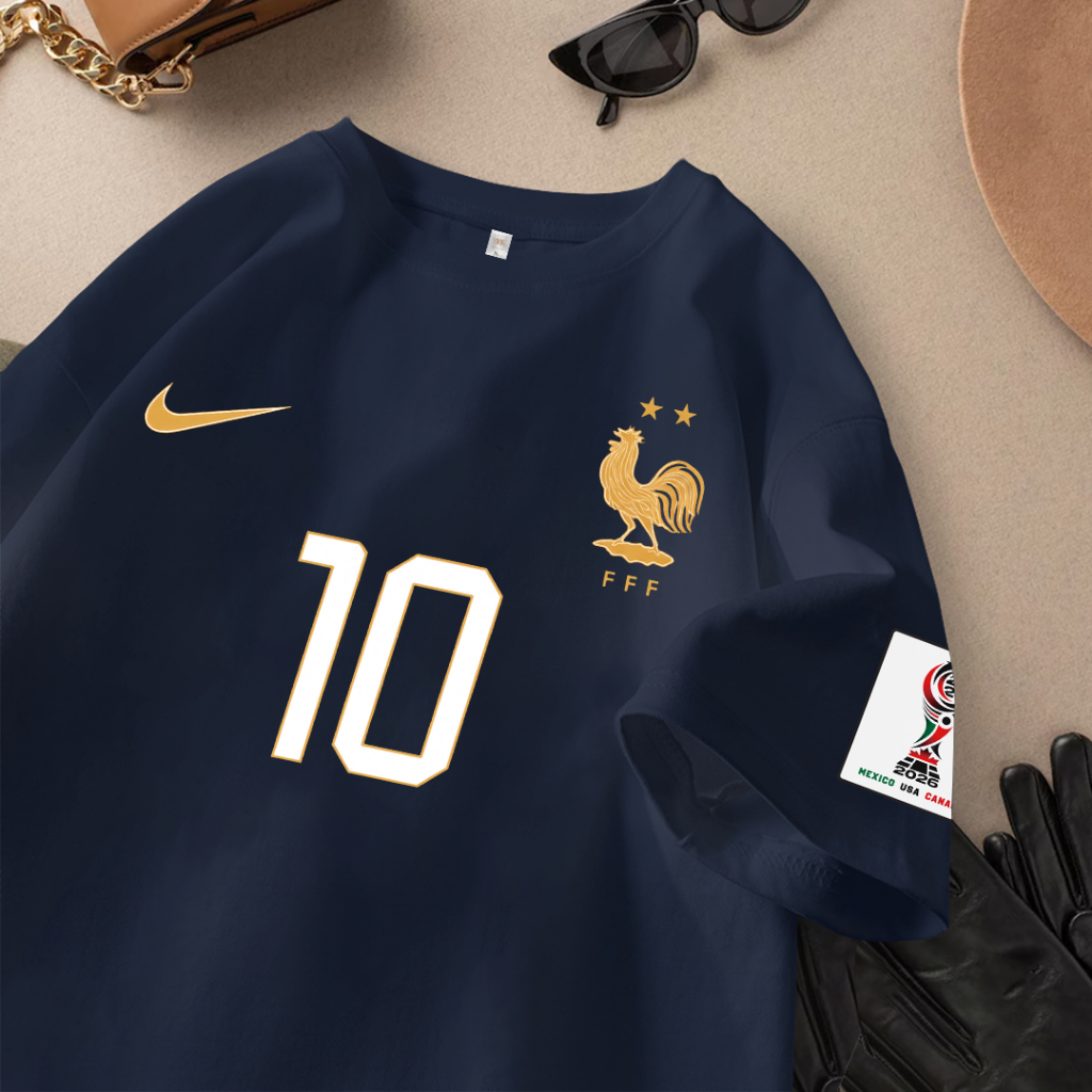 YS Buyer - เสื้อฟุตบอลโอเวอร์ไซส์ Unisex | เสื้อทีมชาติฝรั่งเศส เบอร์ 10 Mbappe | เสื้อยืดฟุตบอล พรีเมี่ยม