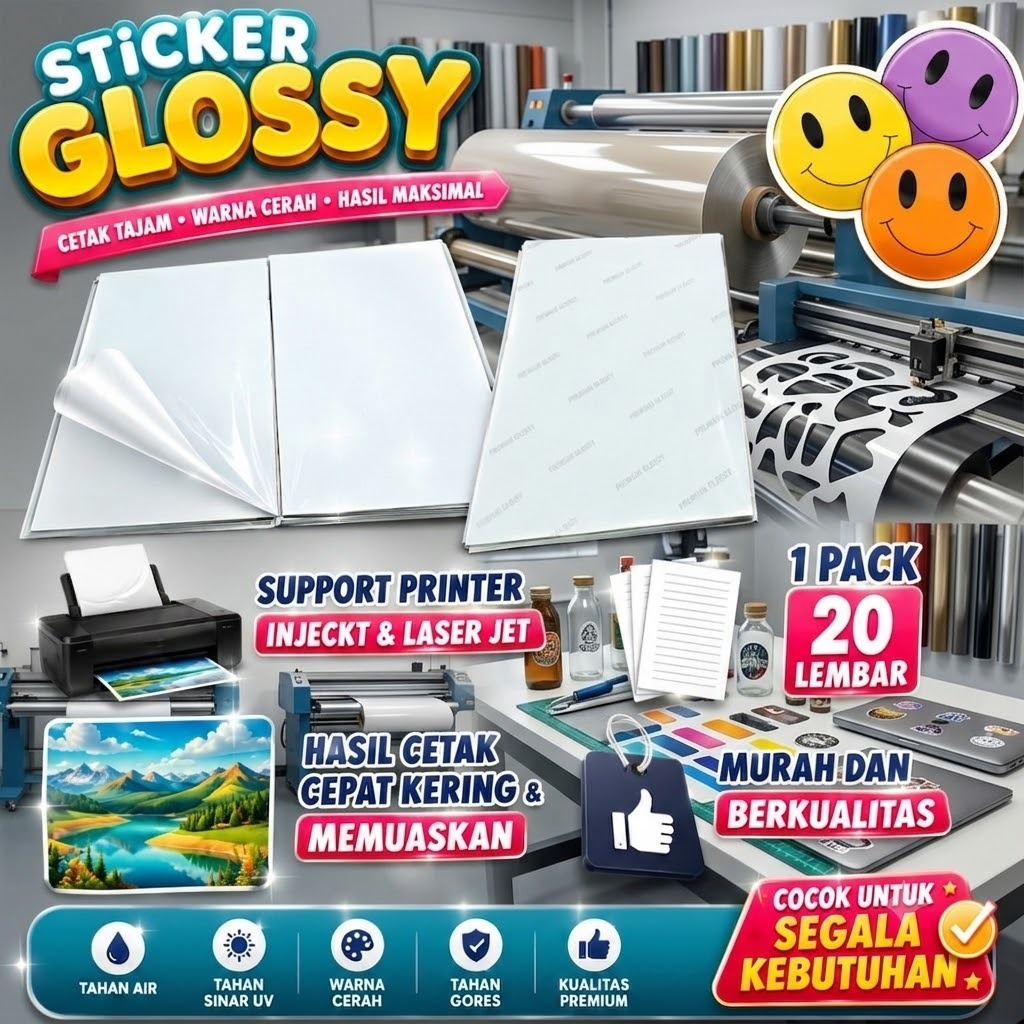 [ ISC ] กระดาษสติ๊กเกอร์ A4 GLOSSY | กระดาษสติ๊กเกอร์ 20 แผ่น | สติ๊กเกอร์ 125 GSM | GLOSSY SP4