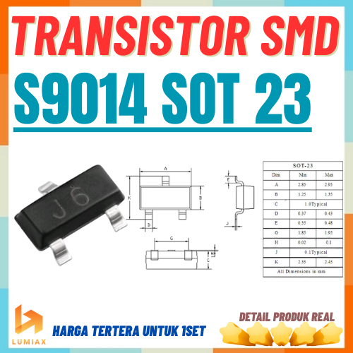 S9014 J6 SOT-23 ทรานซิสเตอร์ SMD NPN 0.5A 25V