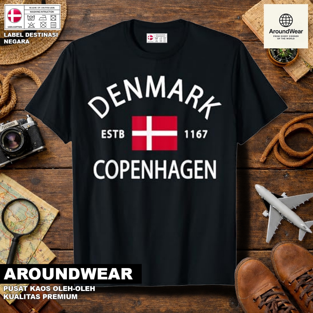 เสื้อยืด DENMARK 12 SOUVENIR พร้อมแท็ก ASAL DENMARK 6 PREMIUM SOUVENIR MATERIAL GIFT