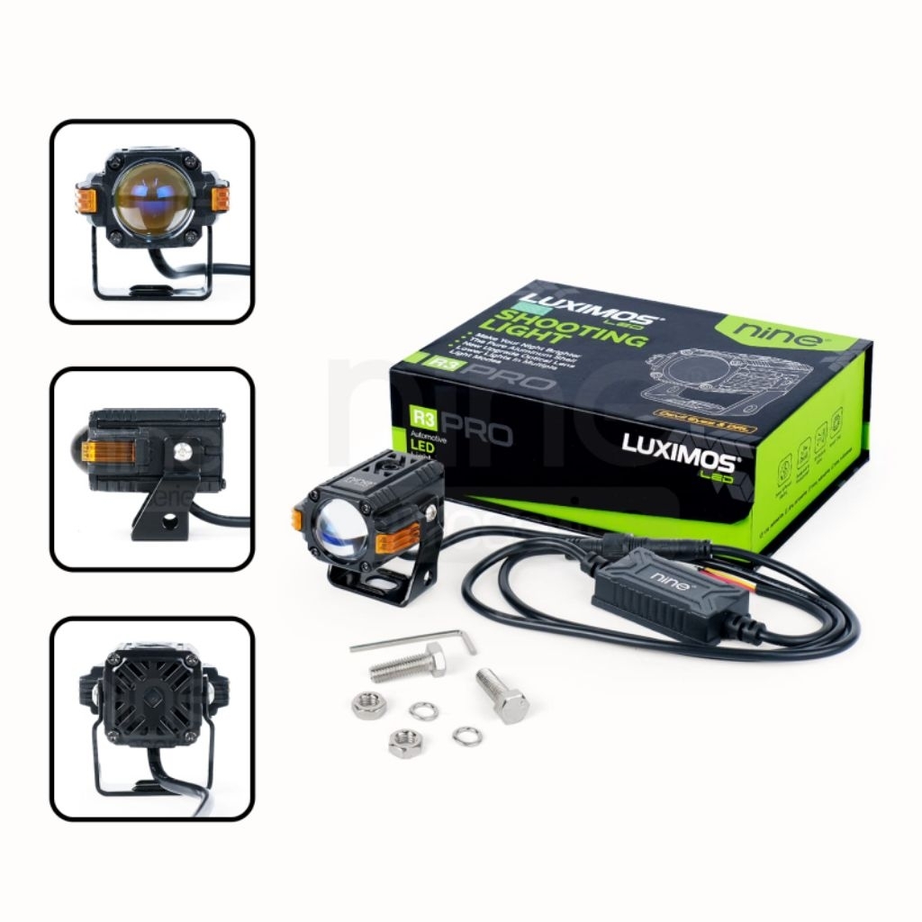 ไฟ LED SHOTING MINI PROJECTOR LENS R3/R3pro NINE LUXIMOS PROJECTOR MINI YELOW-WHITE HI/LOW 43w