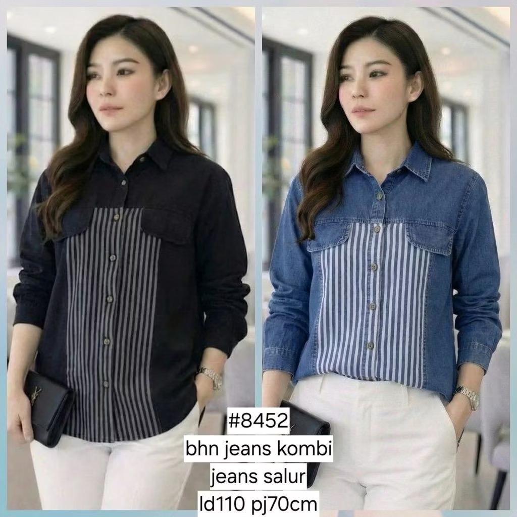 KEMEJA CALVEN DENIM SHIRT / DENIM SHIRT COMBINATION MIX STRIP JEANS 8452