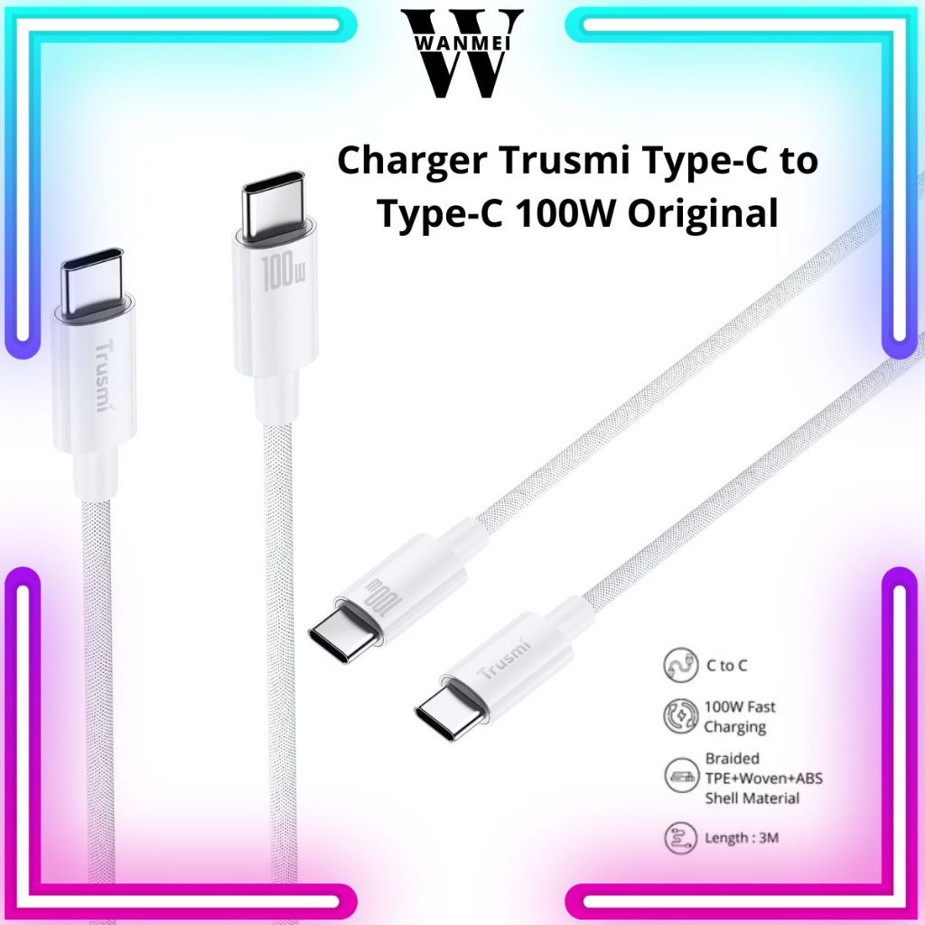 WM สาย Trusmi CA55-07 เครื่องชาร์จ Type-C ถึง Type-C 100W ชาร์จเร็วของแท้