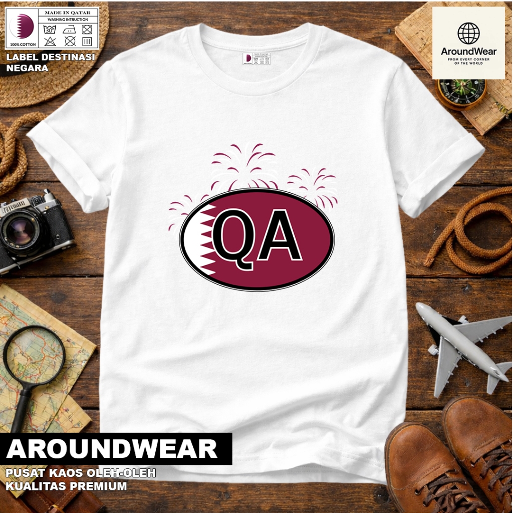 QATAR 19 SOUVENIR เสื้อยืด WITH NATIONAL TAG QATAR COTTON 30S PREMIUM GIFT SOUVENIR