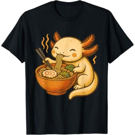 CHILDRENS CLOTHES น่ารัก Axolotl Eats Ramen Noodles Axolotls Ramen เสื้อยืด