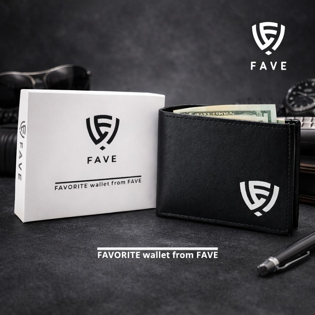 FAVE Original FAVE กระเป๋าสตางค์ผู้ชายแบบพับได้ฟรี Boxx