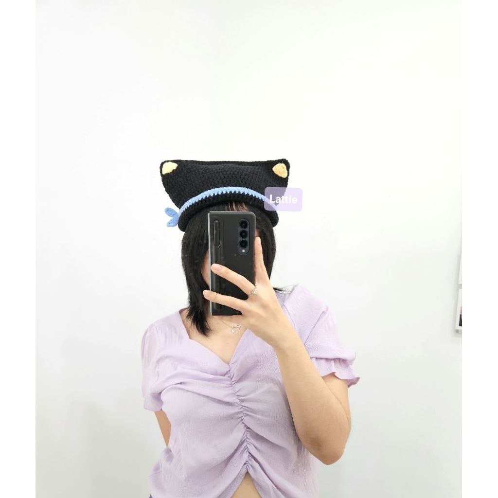 HANDMADE CHOCOCAT CAT BEANIE/CHOCOLATE BEANIE HAT/CUTE BEANIE/SANRIO BEANIE/หมวกแมว/Y2K BEANIE FASHI