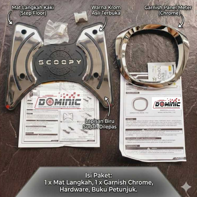 Honda Scoopy Accessories Package 2024 - 2025 - 2026: Chrome Footrest & Speedometer Garnish [ORIGINAL]