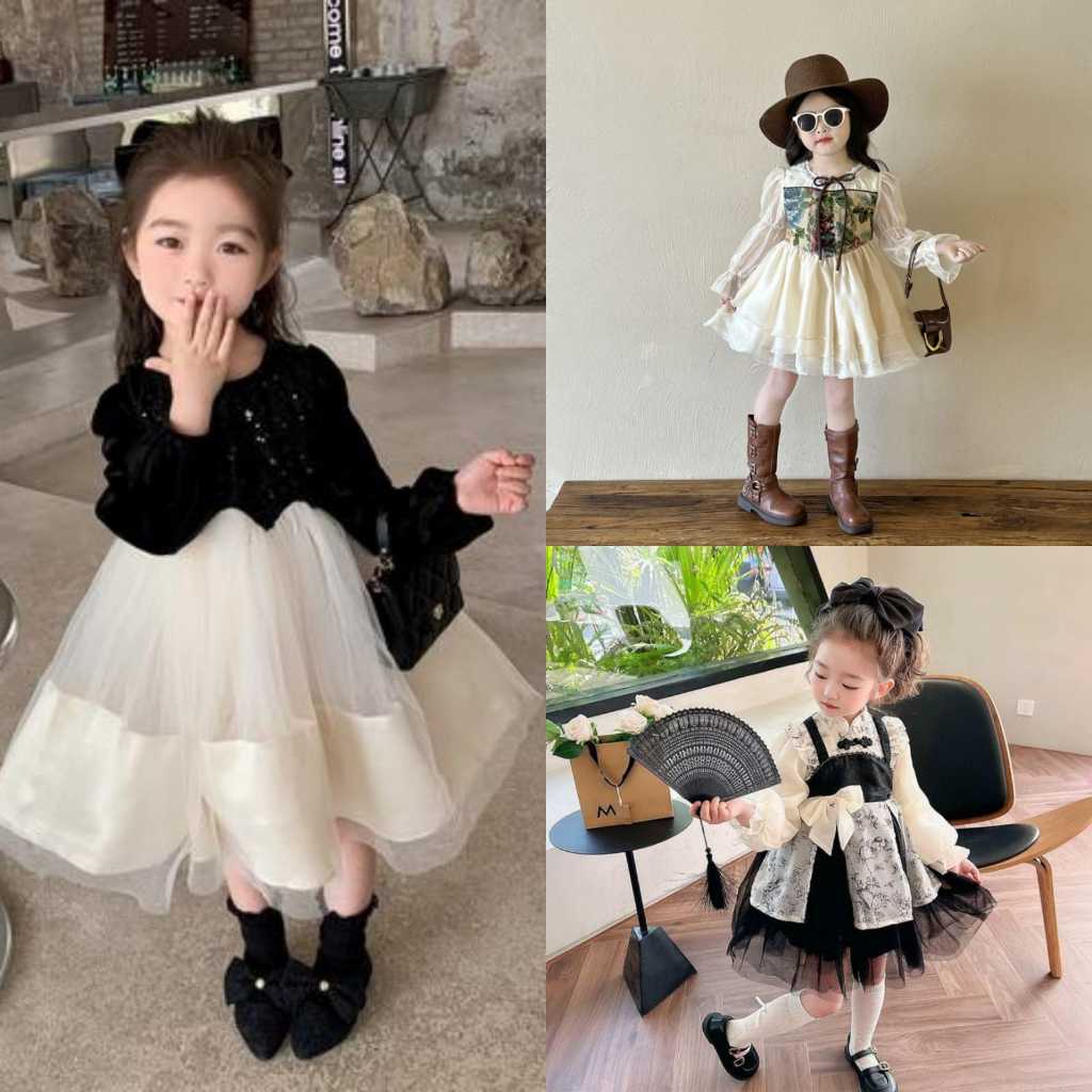 [KIDSFASHIONCOLLACTION] 1023 & 1097 & 1111 Yiren Monochrome & Delancy Bodies พิมพ์ Oriental Tulle ชั