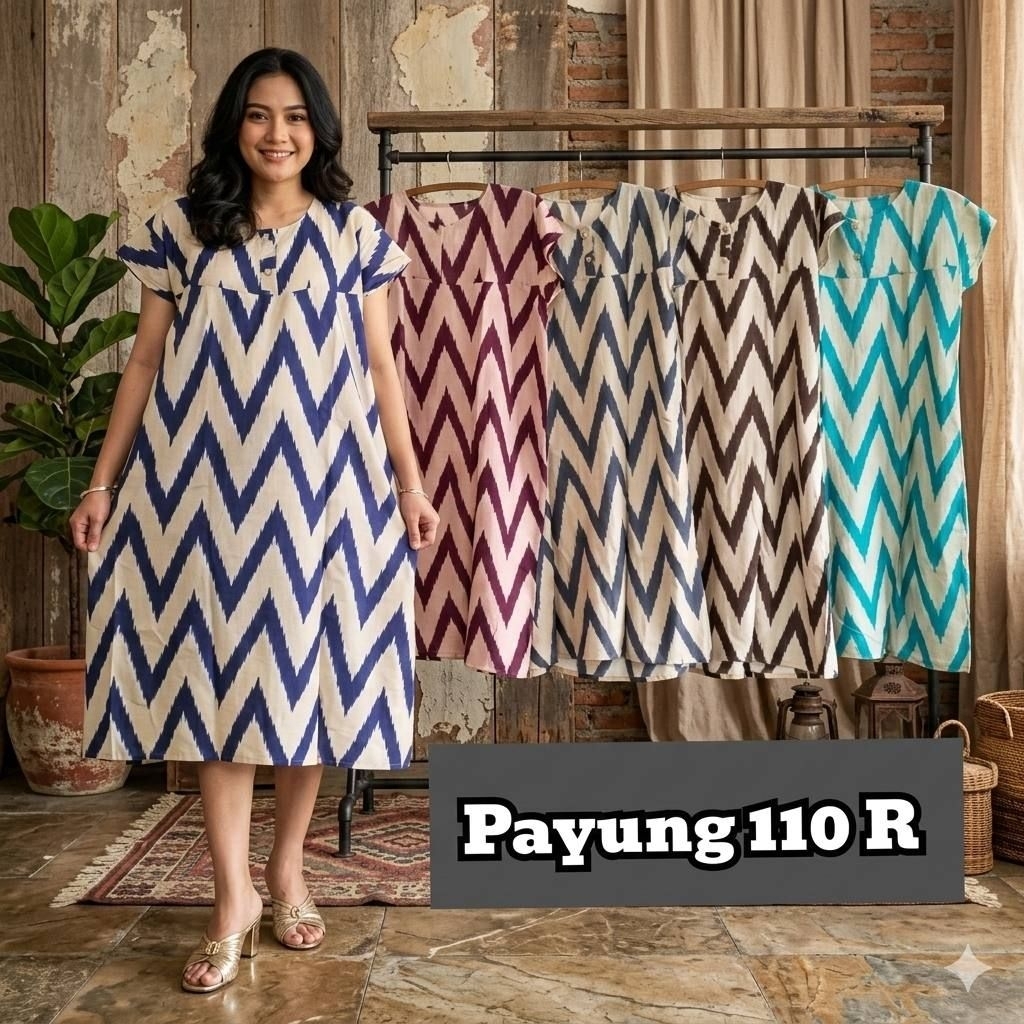 Daster Payung 2 ปุ่มพยาบาล solo jogja 110R วัสดุเรยอน cool soft premium ชุดนอนสตรีร่มรุ่น