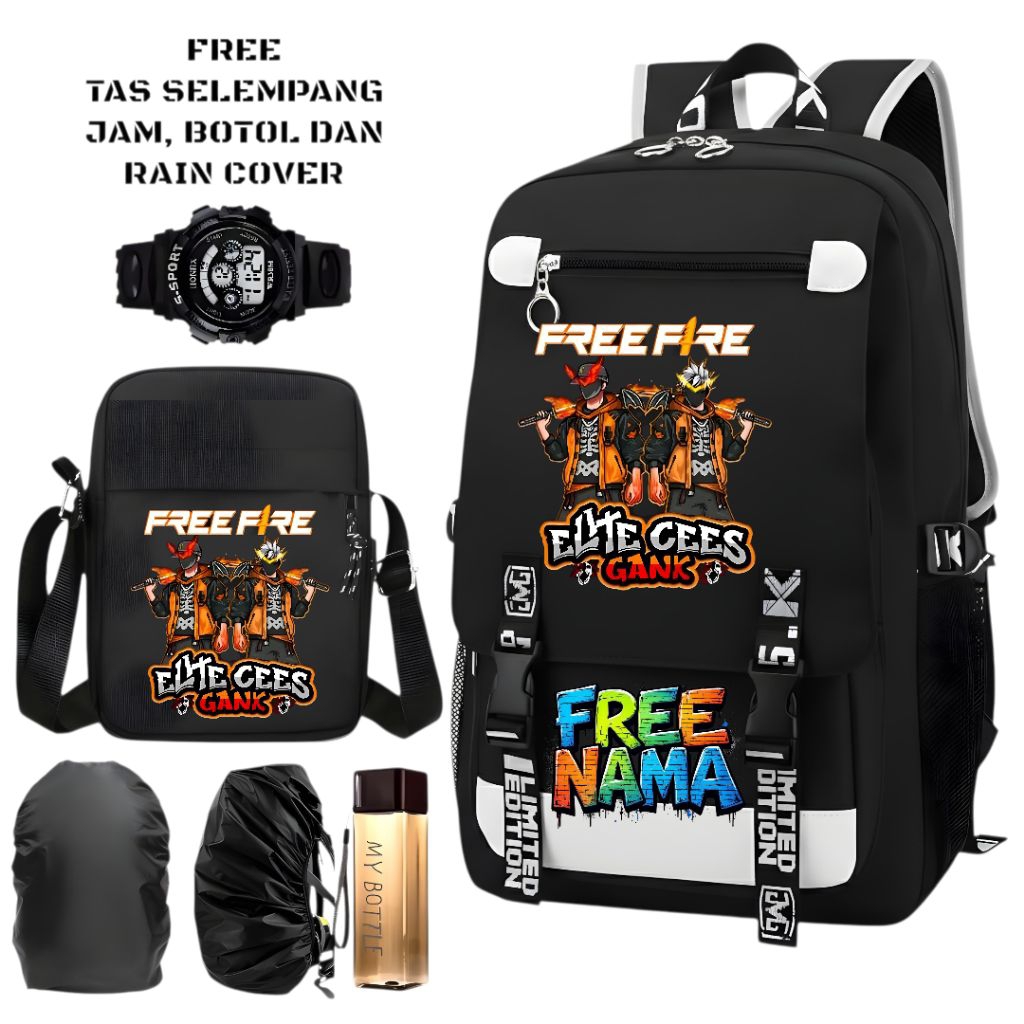 Freefire Character Elementary School Childrens School Bag - กระเป๋าเป้นักเรียนประถมชายพร้อมชื่อโบนัส