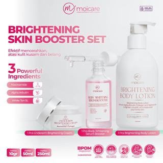 MOICARE Paket Hemat Glow All Over Body Serum Booster + Brightening Body Lotion + Underarm Brightening Cream | Mencerahkan Kulit Badan & Lipatan Ketiak