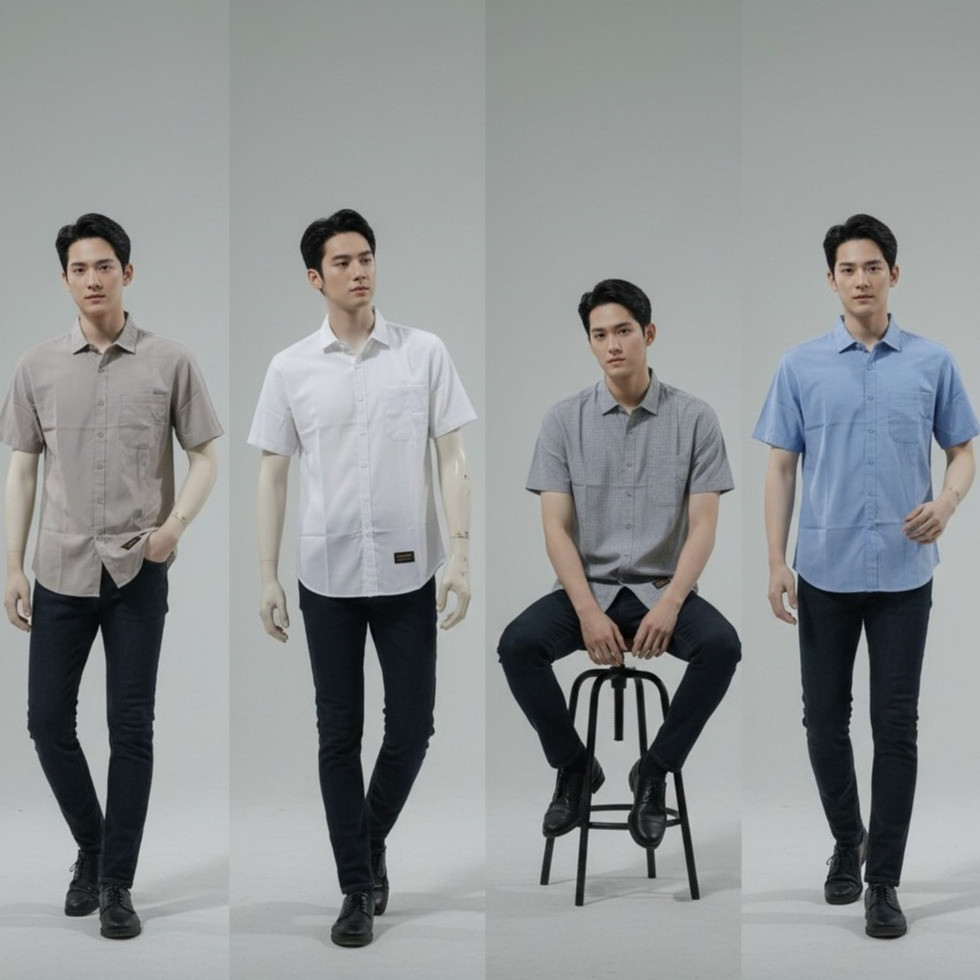 เสื้อเชิ้ต KEMEJA HLGN & Koko (Memo ข้อบกพร่องเล็กน้อย)