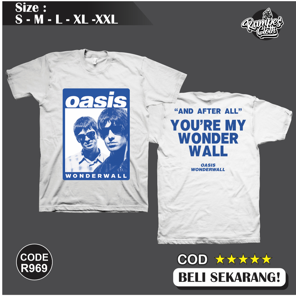 เสื้อยืด Oasis Wonderwall Distro - เสื้อยืด Oasis Cotton Combed Premium 30s R969