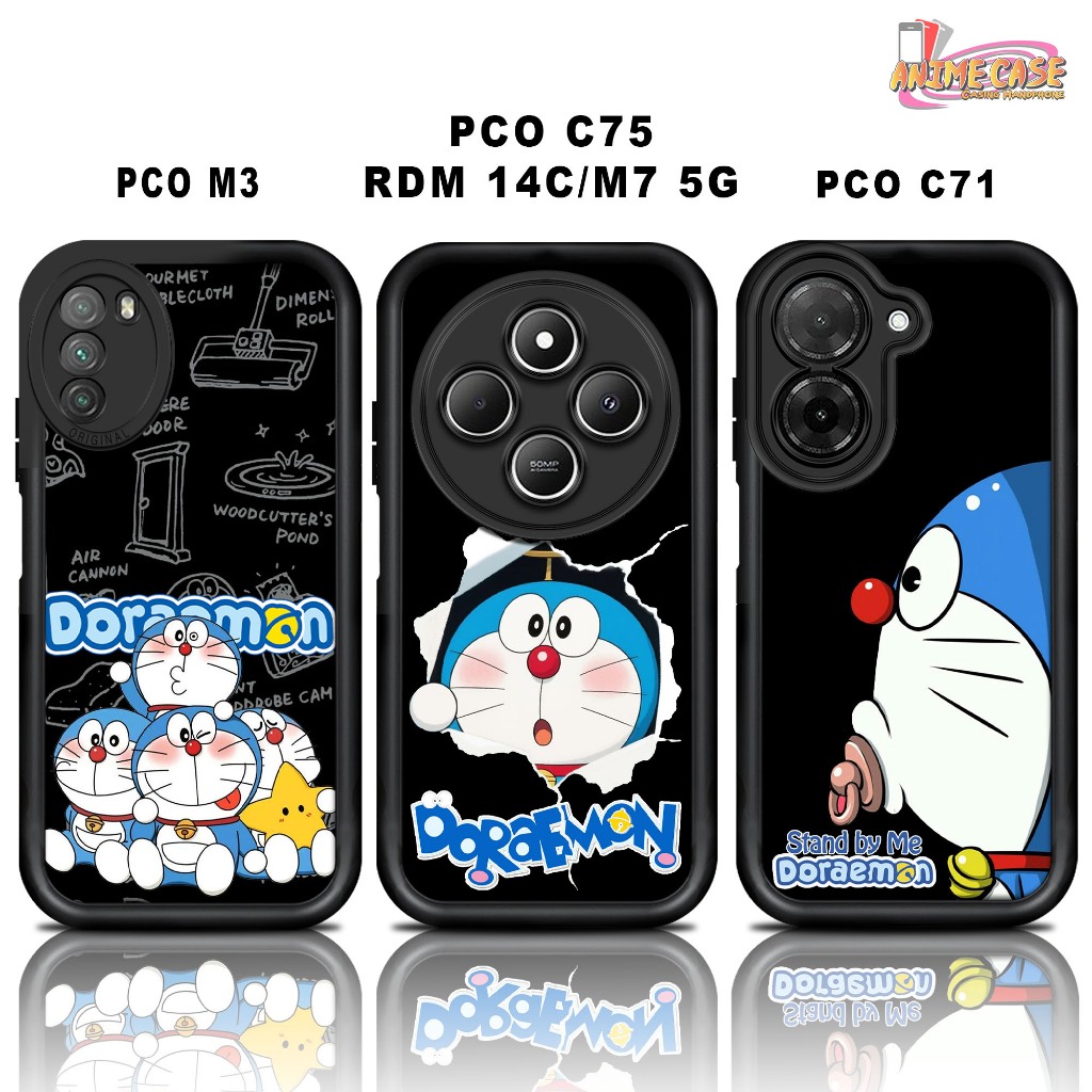 Softcase glossy POCO M3 C75 REDMI 14C M7 5G C71 Casing Case Hp Silicone Camera Protector DORAEMON